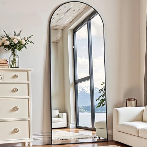Dewfig Mirror Full Length, 64"X20" Arched Floor Mirror, Black by YourSpacePerfectlyReflected