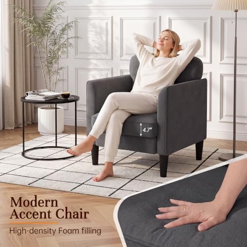 Kromax Accent Chair for Living Room, Comfy Upholstered Armchair, Grey - Image 4