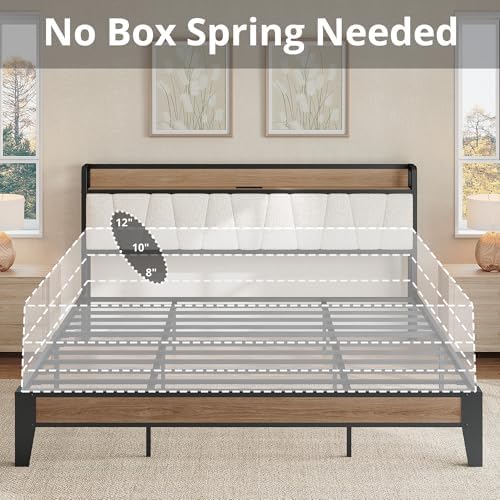 LIKIMIO King Size Bed Frame with Storage Headboard and Charging Station - Image 6
