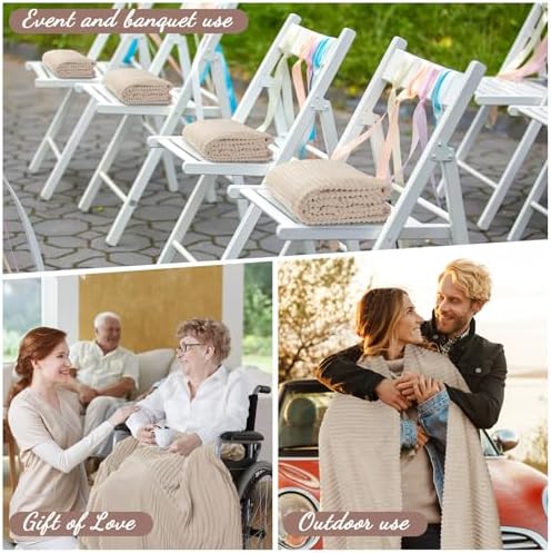 Buryeah 6 Pcs Flannel Blankets Bulk,Fall Outdoor Wedding, Khaki - Image 6