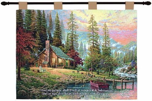 Manual Inspirational Collection 26 X 36-Inch Wall Hanging and Finial Rod, A Peaceful Retreat with Verse by Thomas Kinkade by Manual+Woodworker