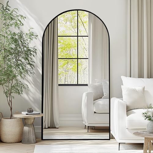 Beauty4U 76" x 34" Arched Full Length Mirror with Stand, Black Floor Mirror by Beauty4U