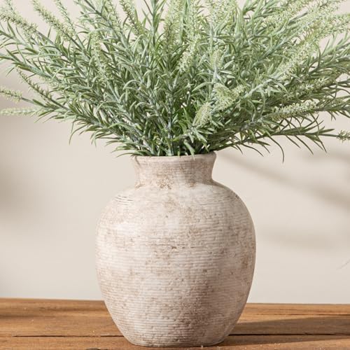 Vanselia Ceramic Flower Vase Home Decor - Farmhouse Table Vases Rustic Vintage Living Room Kitchen Bedroom Decorations for House Book Shelf Office Coffee Desk Dining Fireplace (7.4" Retro) by VanseliaHome