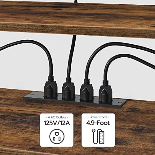 HOOBRO TV Stand with Power Outlets to 75 Inches, TV Console Table with Open Storage Shelves Cabinet, Industrial Media Entertainment Center for Living Room Bedroom, Rustic Brown and Black BF80DS01 - Image 6