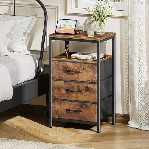 Huuger Nightstands Set of 2, Nightstand with Charging Station,Bedside Table - Image 2
