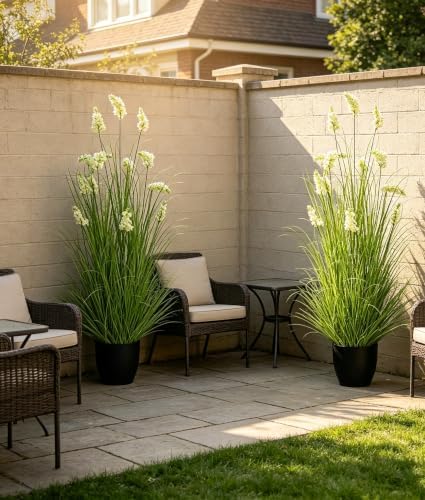 4 Ft White Artificial Hyacinth Flowers, 2 Pack, Potted Faux Plants - Image 4