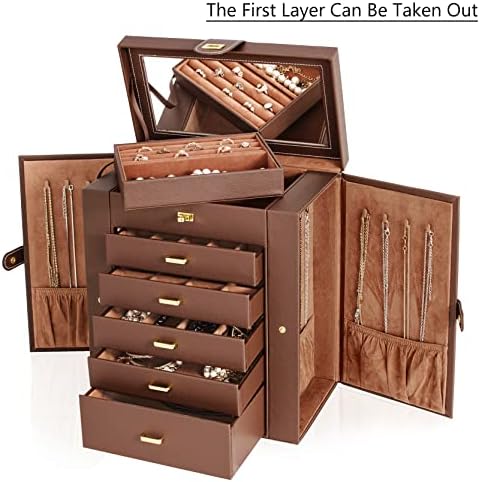 AKOZLIN 6-Tier Jewelry Box Organizer 5 Drawers Storage Extra Large Brown - Image 2