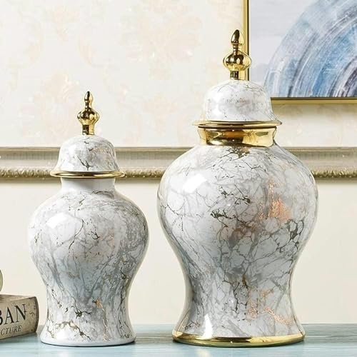 Ceramic Vase,Modern VaseDecorative Ceramic Flower Vase Luxury Floral with Lid Ceramic Floral Traditional Porcelain Vase Home Table Decoration, White(Small) - Image 3