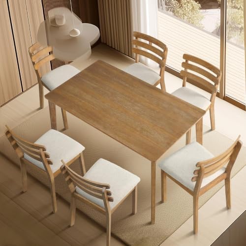 Farmhouse Dining Table, Rubberwood Legs, Wood Rectangle Dining Table - Image 6
