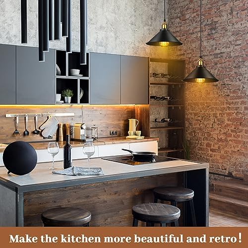 Retisee 12 Pcs Industrial Pendant Light, Vintage Metal E26 Base, Black - Image 7
