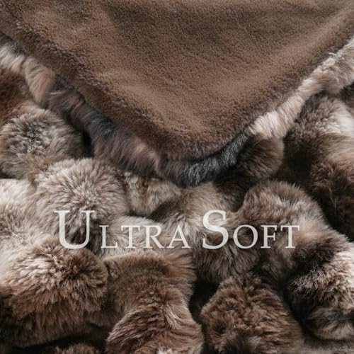 BENVWE Fluffy Faux Fur Throw Blanket for Couch, Soft Plush Thick Cozy Fuzzy Luxury Minky Bubble Blanket for Home Living Room Decor Gift for Women, Tie-dye Coffee, 60" x 80", 1100GSM - Image 3