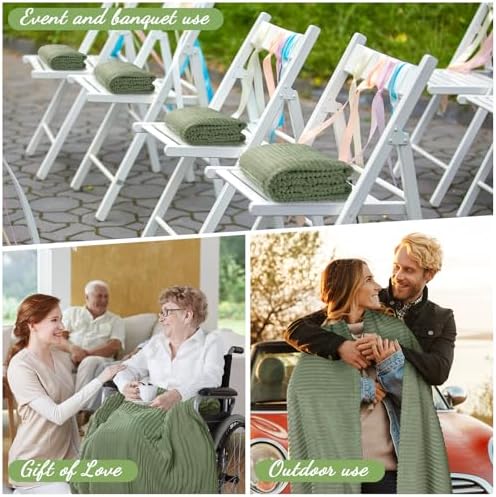 Buryeah 6 Pcs Flannel Blankets Bulk,Fall Outdoor Wedding, Sage Green - Image 4