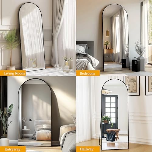 Dewfig Mirror Full Length, 64"X21" Arched Floor Mirror, Black - Image 5