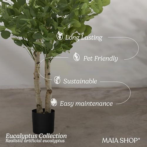 Maia Shop - 3ft 5in Artificial Eucalyptus Tree - Indoor Faux Plant - Image 5