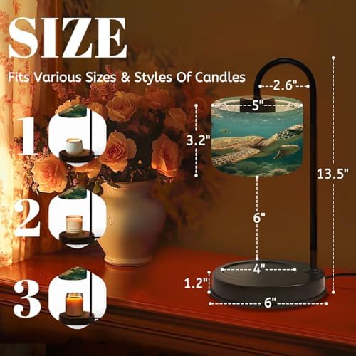Candle Warmer Lamp with Timer Hyper Realistic Sea Turtle Navigating Vibrant Coral Dimmable Wax Warmer with 4 Bulbs for Jar Candles Women Birthday Gifts House Warming New Home Decor - Image 2