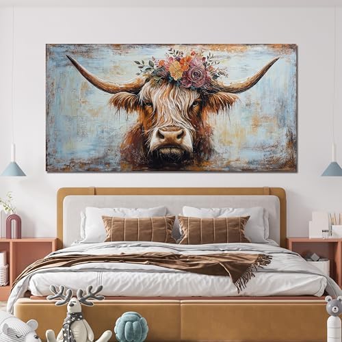 Canvas Wall Art Decor Canvas Art Wall Decor Oversized Wall Art Picutures for Living Room Highland Cow Wall Art Prints Large Vintage Wall Art Decor Artwork for Walls Home Bedroom Office Decorations 35" X 70" - Image 2