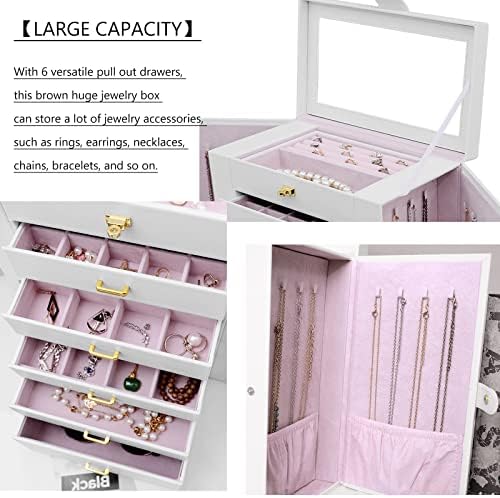 AKOZLIN 6-Tier Jewelry Box Organizer 5 Drawers Storage Extra Large White - Image 4