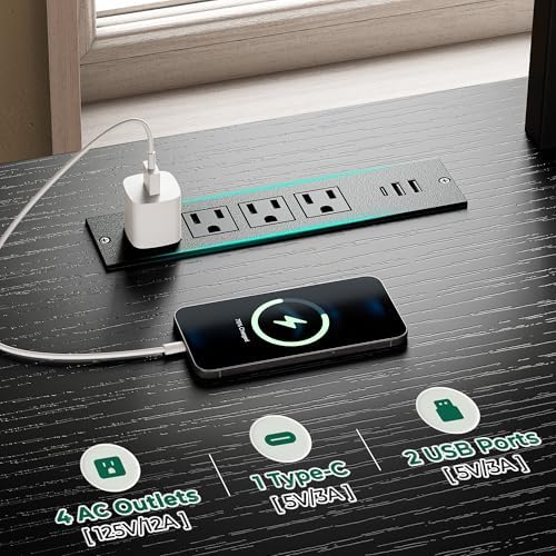 Huuger 71 Inch LED TV Stand with Power Outlets for 75 80 Inch TV - Image 3