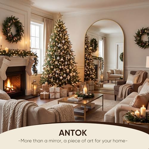 Antok 91" x46” Arched Full Length Mirror, Floor Mirror with Stand, Gold - Image 5