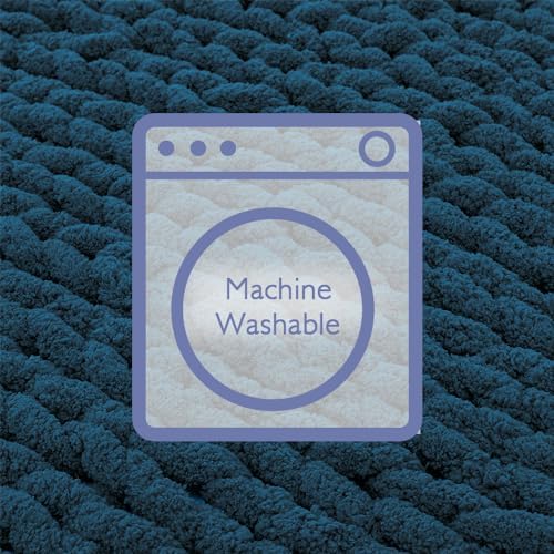 Bigacogo Chunky Knit Throw Blanket for Couch, 40x60 inches, Deep Sea Blue - Image 6