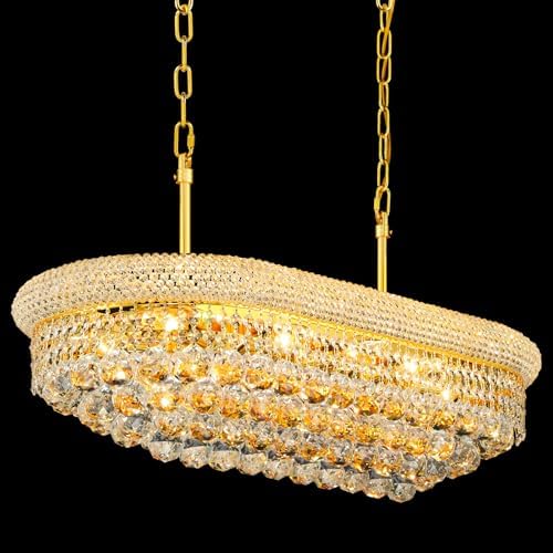 Gold Crystal Chandeliers for Dining Room，9-Lights L31 Inch by Gifarich