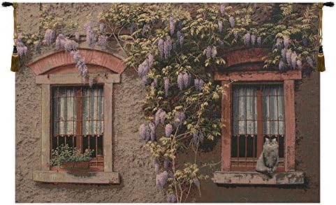 Alessia Cara Windows with Wisteria Floral Tapestry Wall Hanging 33 x 53 in by CCharlotteHomeFurnishings