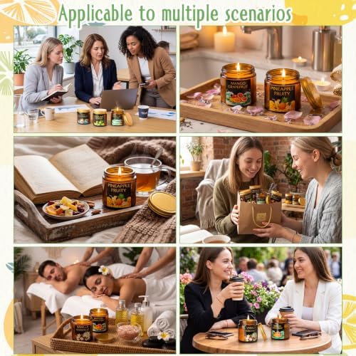 Conelist 6 Pack Scented Candles Gift Set Fruitful Soy Wax Candle for Home 3.5 oz 90 Hour Burn, Candle Gifts for Men Women, Scents of Coconut Vanilla/Pineapple/Sea Salt Sage/Mango/Lemon/Watermelon Mint - Image 6