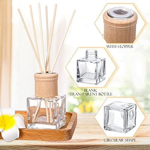 Roshtia 6 Set Reed Diffuser Bottles 50ml Glass Wooden Caps Rattan Sticks - Image 6
