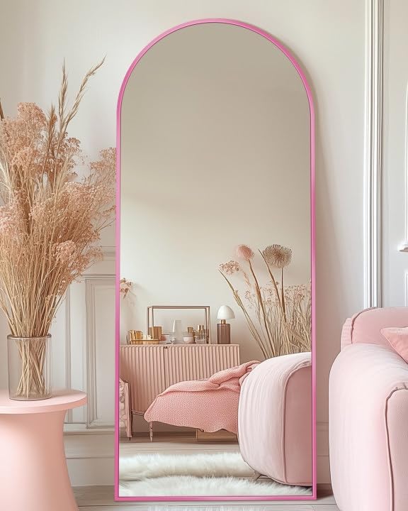 Antok 58" x19” Arched Full Length Mirror, Floor Mirror with Stand,Pink by AntokMirror