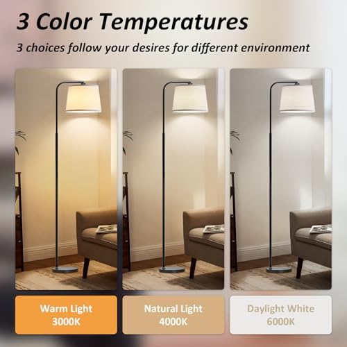 AKASUKI Floor Lamp for Living Room with 3 Color Temperatures, Foot Switch Standing Lamps for Living Room, Bedroom, Office, Arc Mordern Floor Lamp with 9W LED Bulb Included - Image 2
