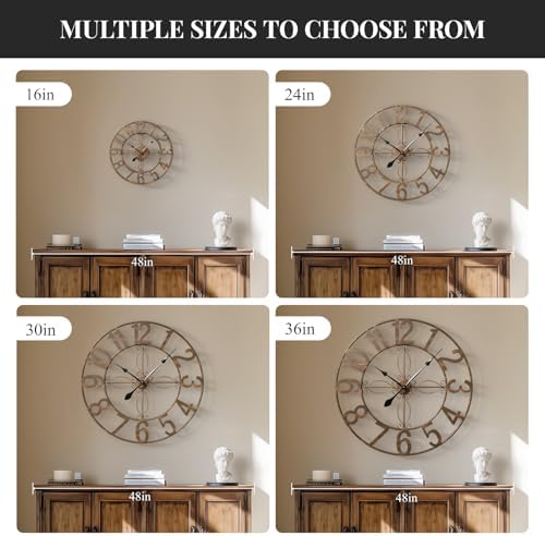 Cuspin Wall Clock for Living Room Decor 16 Inch Bronze Metal Wall Clock - Image 5