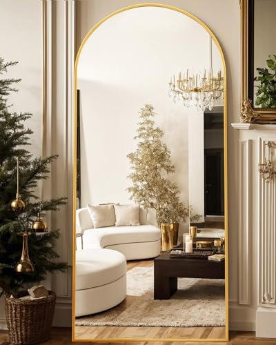 Antok 76" x34” Arched Full Length Mirror, Floor Mirror with Stand,Gold by AntokMirror