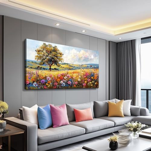 hyidecorart Canvas Wall Art For Living Room Wall Decor For Bedroom Office Decorations Field Pictures Artwork Flower Scenery Watercolour Wall Paintings Aesthetic Room Home Decor Ready to Hang - Image 2