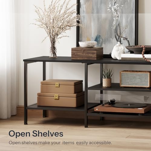 HOOBRO TV Stand with Power Outlets to 75 Inches, TV Console Table with Open Storage Shelves Cabinet, Industrial Media Entertainment Center for Living Room Bedroom, Black BB80DS01 - Image 7