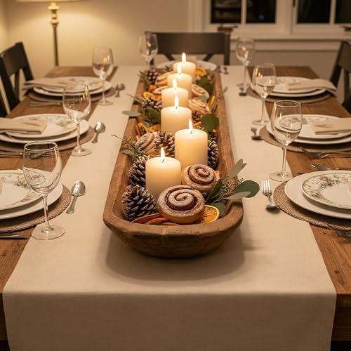 Sawysine 40 Inch Wooden Dough Bowl Decoration Long Bread, Brown - Image 3