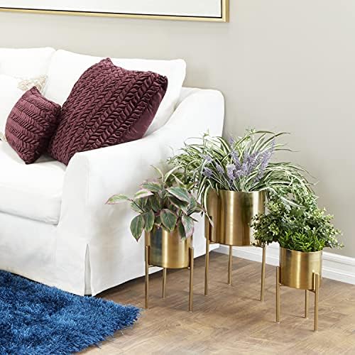 Deco 79 Metal Indoor Outdoor Planter Large Planter Pot with Removable Stand, Set of 3 Planters 18", 14", 12"H, Gold - Image 2