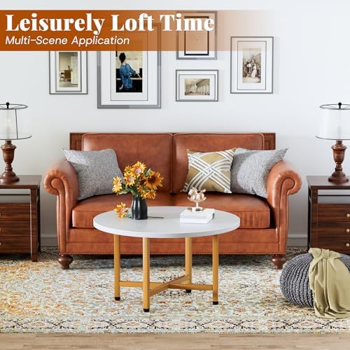 Coffee Table, 23.6" Small Coffee Tables, White Round Coffee Table - Image 4