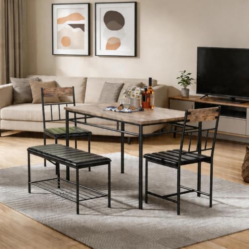 GarveeHome Dining Table Set, Dining Table for 4 with Bench, Kitchen Table by GarveeHome