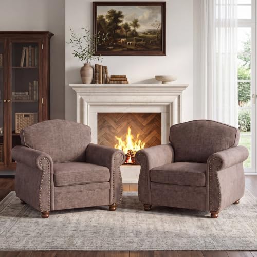 Traditional Oversized Accent Reading Chair, 41.3", Chenille, Brwon - Image 7