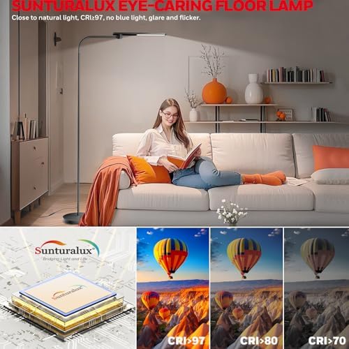 Honeywell LED Floor Lamp with Remote, CRI97 Dimmable Gooseneck 77" Black - Image 5