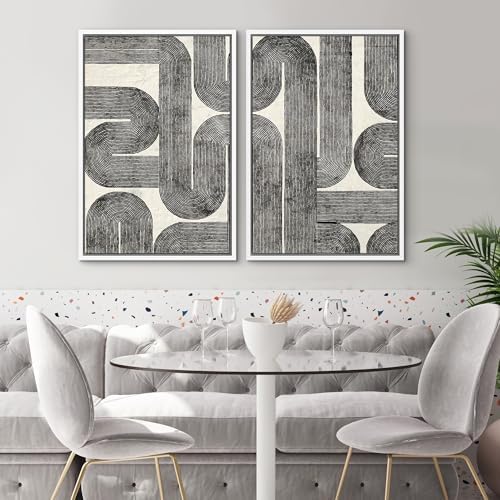 SIGNWIN Framed Wall Art Print Set Black and White Geometric Line Abstract Photography Modern Art Rustic Relax/Calm Multicolor for Living Room, Bedroom, Office - 16"" x24 x2 WHITE - Image 2