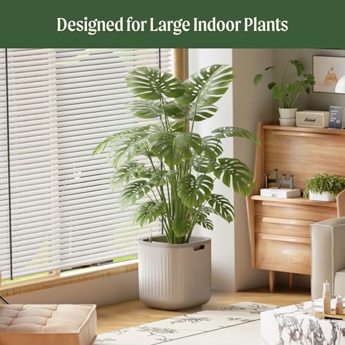 15 Inch Self-Watering Planter for Indoor Plants – Large Modern Plant Pot with Built-In Water Reservoir, Ideal for Monstera, Fiddle Leaf Fig, Palms & Peace Lily, Without Trellis (1, Cream White) - Image 3