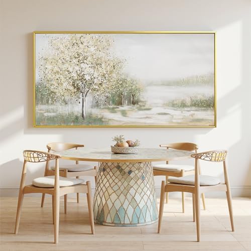 Canvas Wall Art Decor Large Green Wall Art for Living Room Natural Landscape Wall Art Decor Canvas Art Wall Decor Gold Framed Wall Art Prints for Room Bedroom Office Decor 29"X58" - Image 2