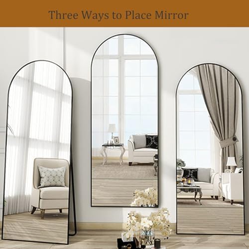 Dewfig Full Length Mirror, 70"x26" Arched Full Body Mirror, Black - Image 6