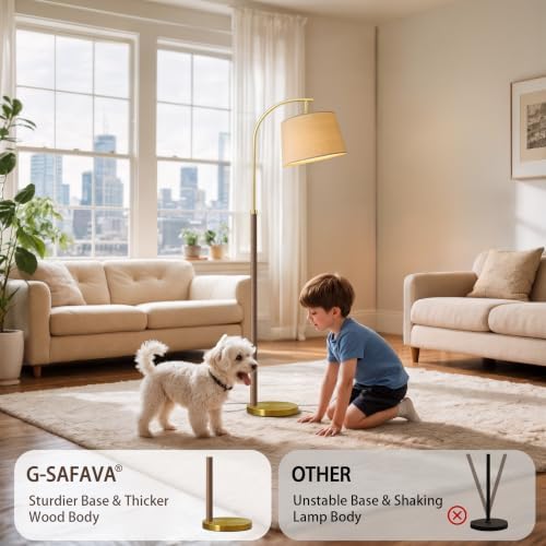 62.5" Wood Floor Lamps for Living Room with Foot Switch Tall Standing Lamp - Image 3