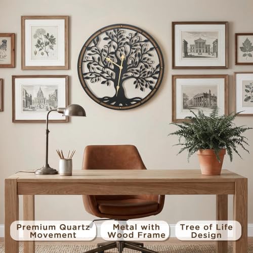 Micasso Large Wall Clocks Decorative: 27 Inch Tree of Life Battery Operated - Image 2