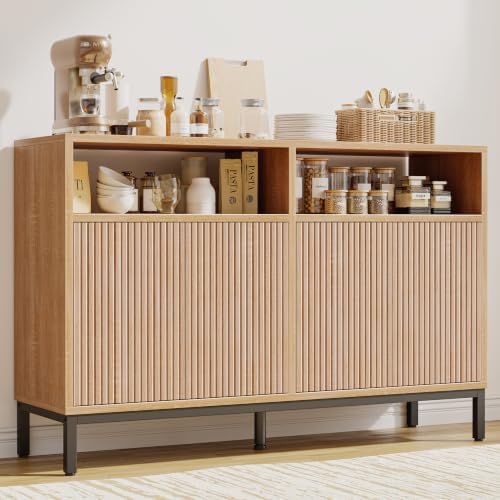 Mericonia 46 Inch Sideboard Buffet Cabinet Storage, Modern Wood Console Fluted Credenza by MERICONIA