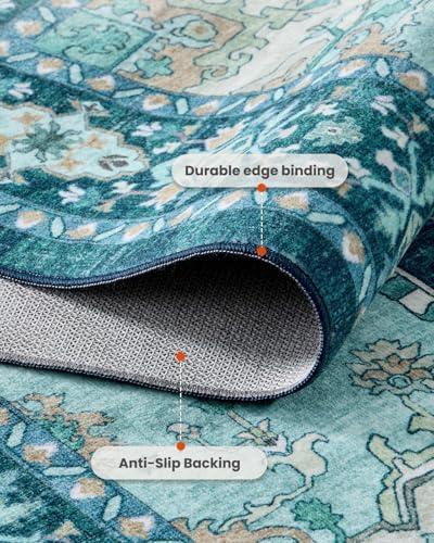 Amada Vintage Washable Area Rug,9'x12',Teal Blue - Image 5