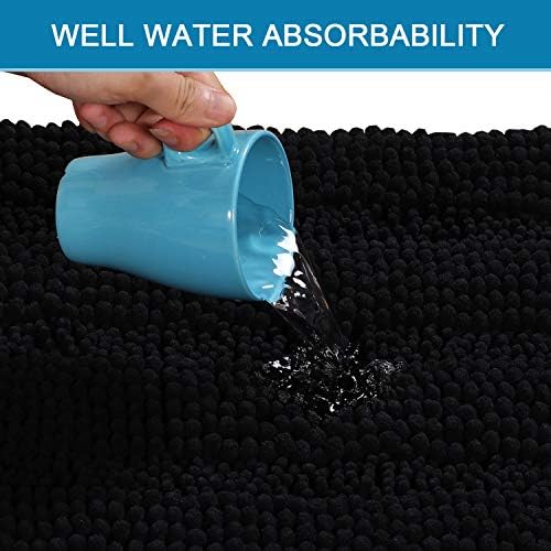 H.VERSAILTEX Bathroom Rugs Bath Mat Runner Rug Non Slip Kitchen Rug Extra Long Bath Rug Runners Oversized 59" x 20" Absorbent Washable Dry Fast Plush Area Rug for Bathroom/Bedroom - Black - Image 5
