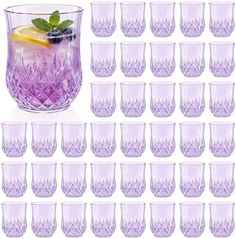 40 Pack Plastic Stemless Wine Glasses, 12oz Unbreakable Wine Cups by LEYIQU